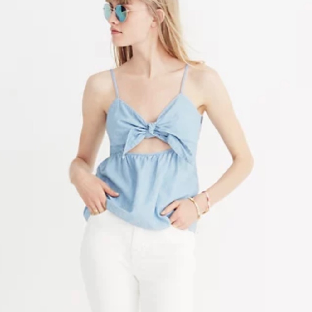 Madewell chambray tie-front keyhole cami size 00